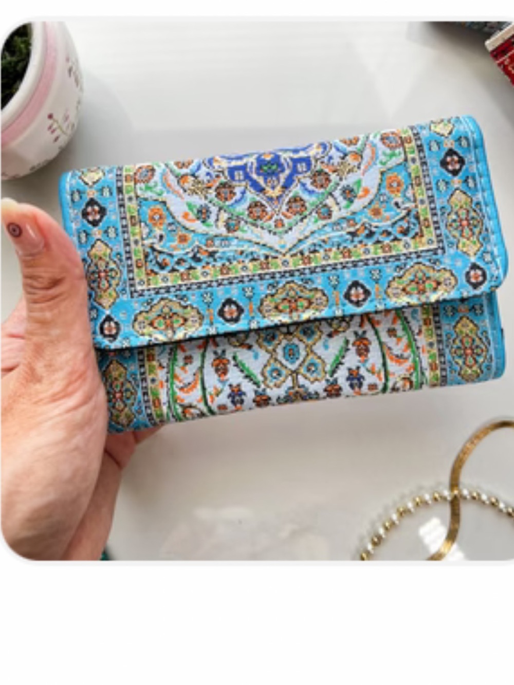 Turquoise Mosaic Clutch Wallet